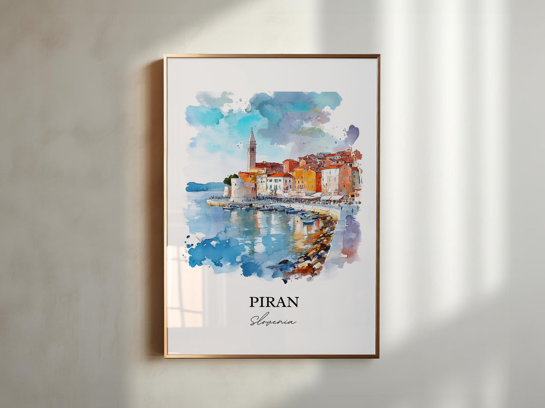 Piran Slovenia Wall Art, Piran Print, Slovenia Watercolor Art, Piran Slovenia Gift, Travel Print, Travel Poster, Housewarming Gift
