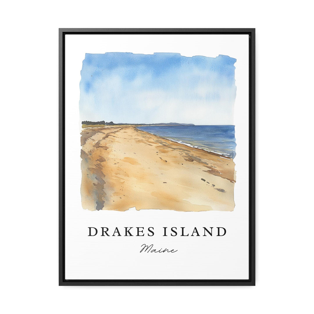 Drakes Island ME Art, Drakes Island Beach Print, Drakes Island Watercolor, Wells ME Gift, Travel Poster, Housewarming Gift