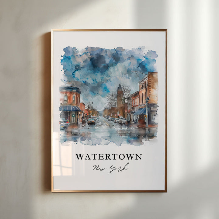 Watertown NY Wall Art, Watertown Print, Watertown Watercolor, Watertown NY Gift,