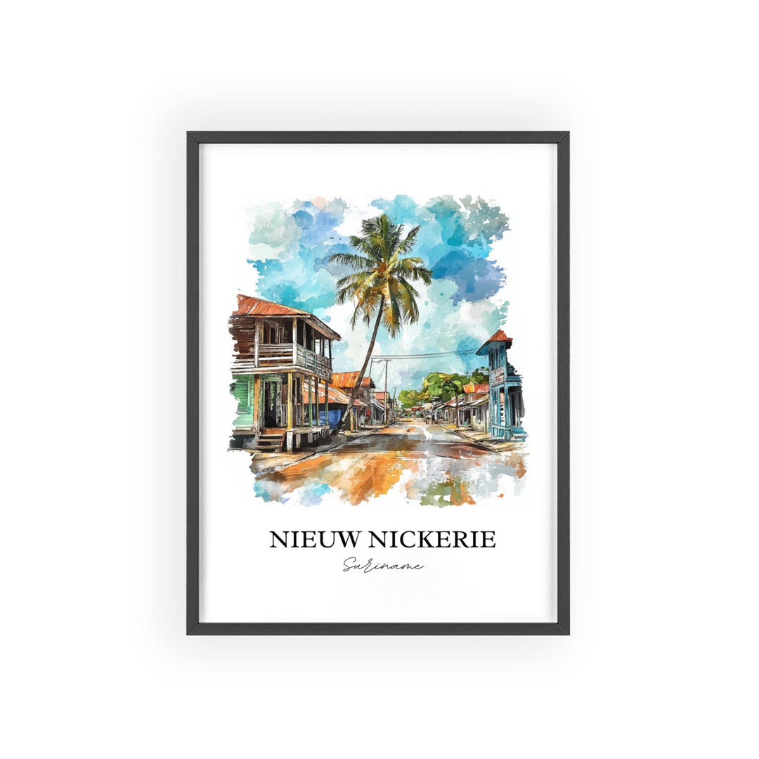 Nieuw Nickerie Wall Art, Suriname Print, Suriname Watercolor Art, Nieuw Nickerie Gift, Travel Print, Travel Poster, Housewarming Gift