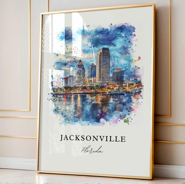 Jacksonville FL Art, Jacksonville Print, Jacksonville FL Watercolor, Jacksonville FL Gift,