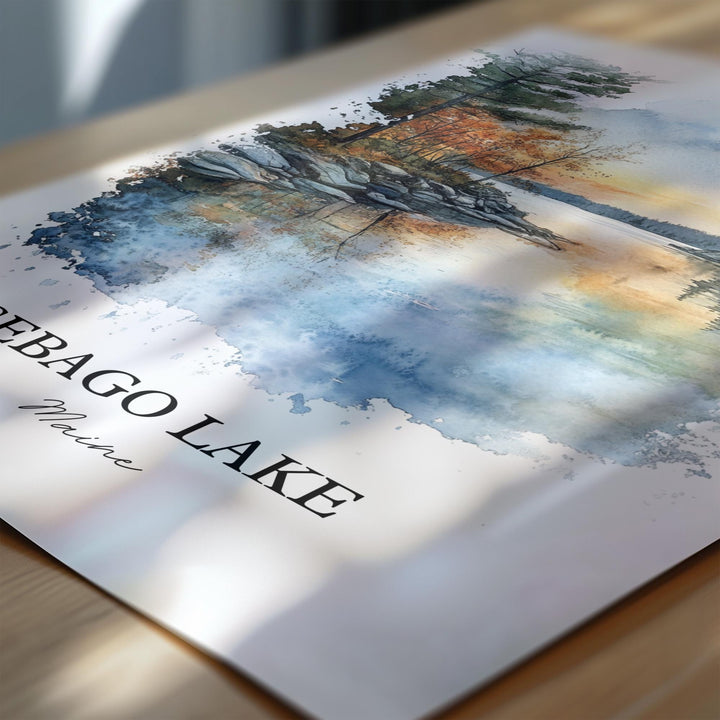 Sebago Lake Wall Art, Casco Maine Print, Maine Watercolor Art, Sebago Lake Gift, Travel Print, Travel Poster, Housewarming Gift