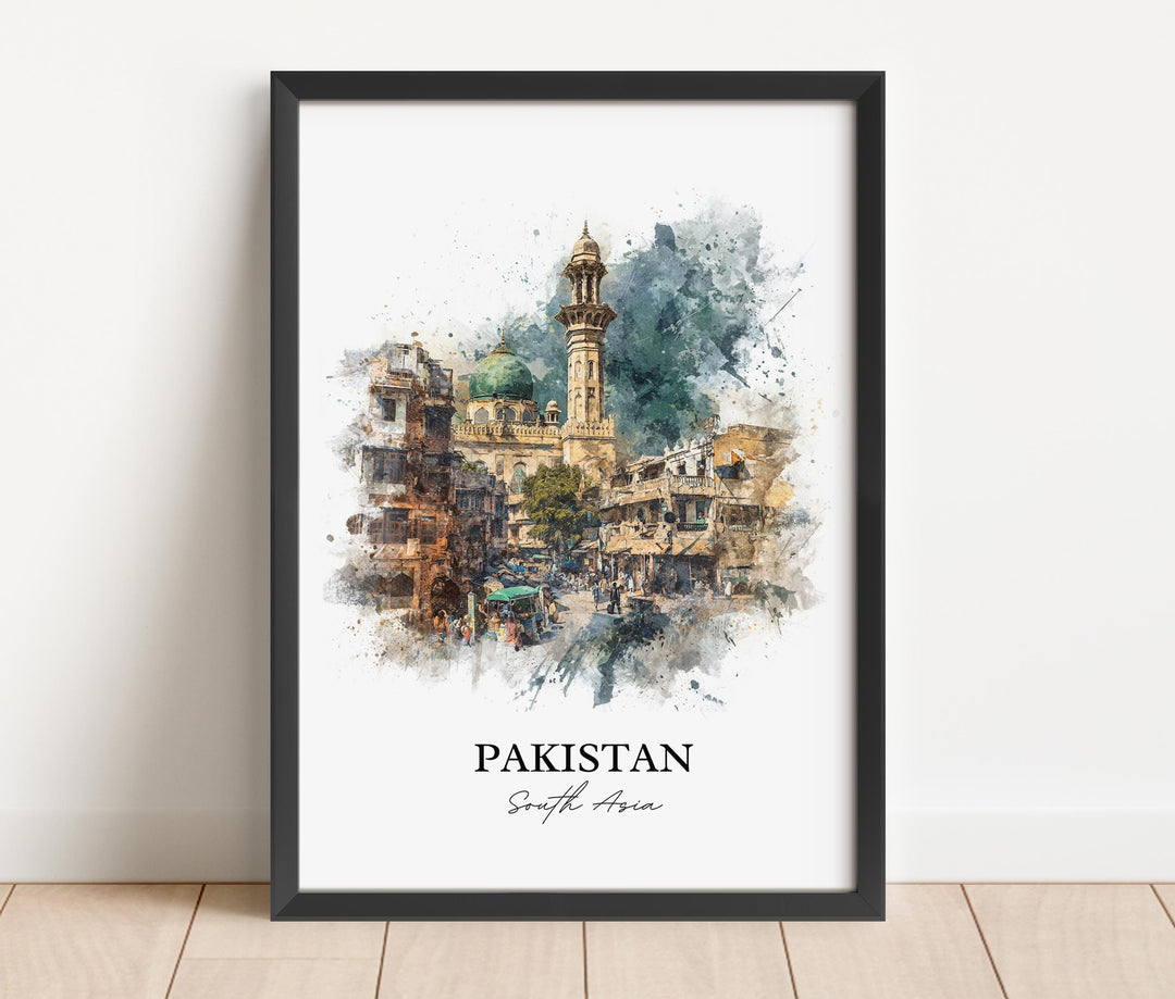 Pakistan Wall Art, Pakistan Print, Pakistan Watercolor Art, Pakistan Gift, Travel Print, Travel Poster, Housewarming Gift