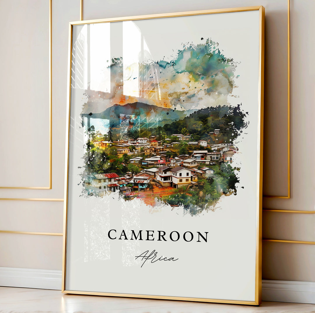 Cameroon Art Print, Africa Print, Cameroon Wall Art, Cameroon Gift, Travel Print, Travel Poster, Travel Gift, Housewarming Gift