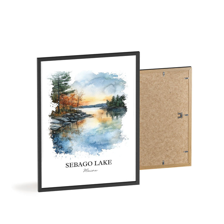Sebago Lake Wall Art, Casco Maine Print, Maine Watercolor Art, Sebago Lake Gift, Travel Print, Travel Poster, Housewarming Gift