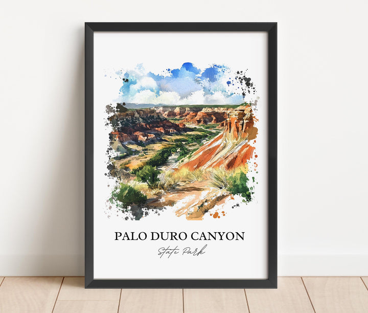 Palo Duro Canyon Wall Art, Amarillo TX Print, Texas Watercolor Art, Palo Duro Canyon Gift, Travel Print, Travel Poster, Housewarming Gift