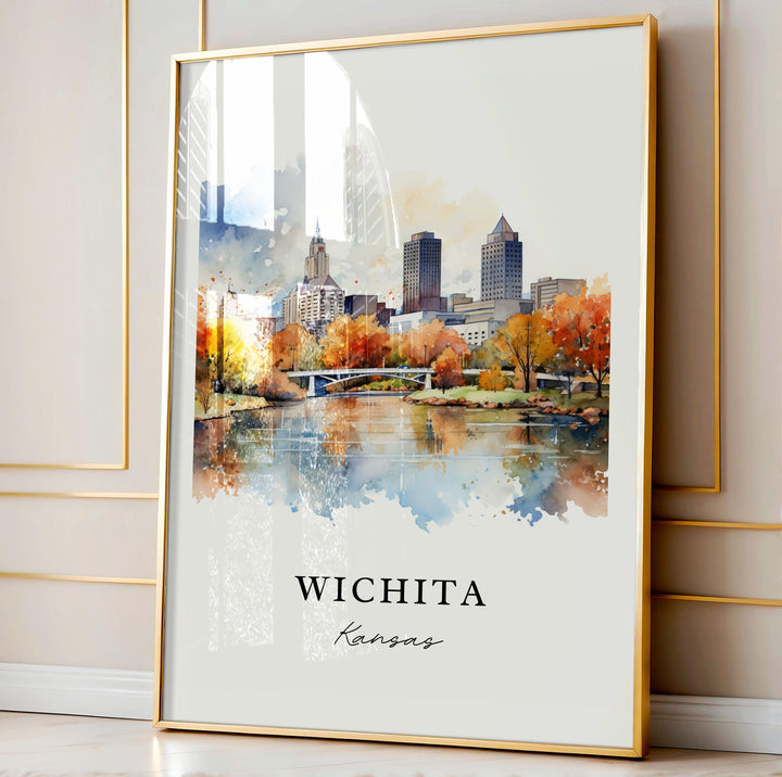 Wichita Kansas wall art - Kansas, Wichita poster, Wichita Wedding gift, Wichita Cityscape Birthday present, Custom Text, Personalized Gift