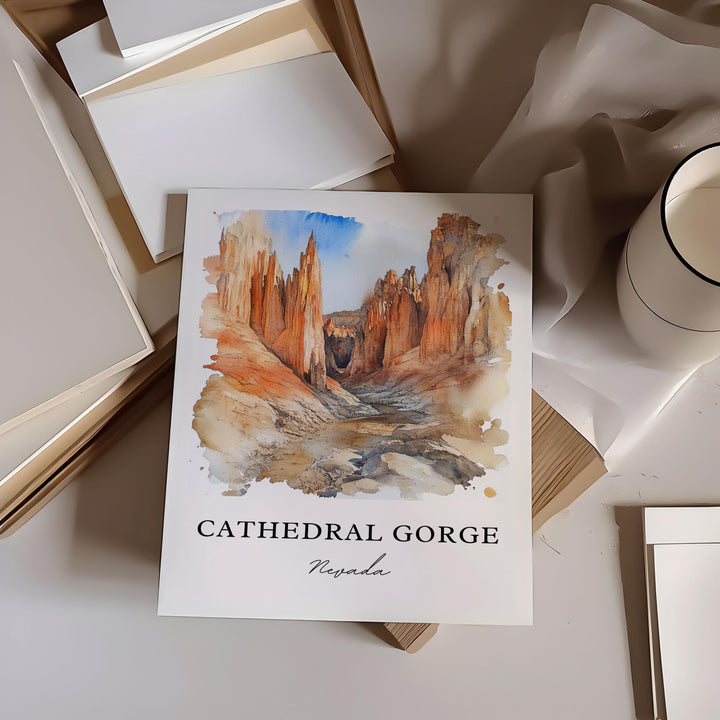 Cathedral Gorge, Nevada, USA – Watercolor Art Print