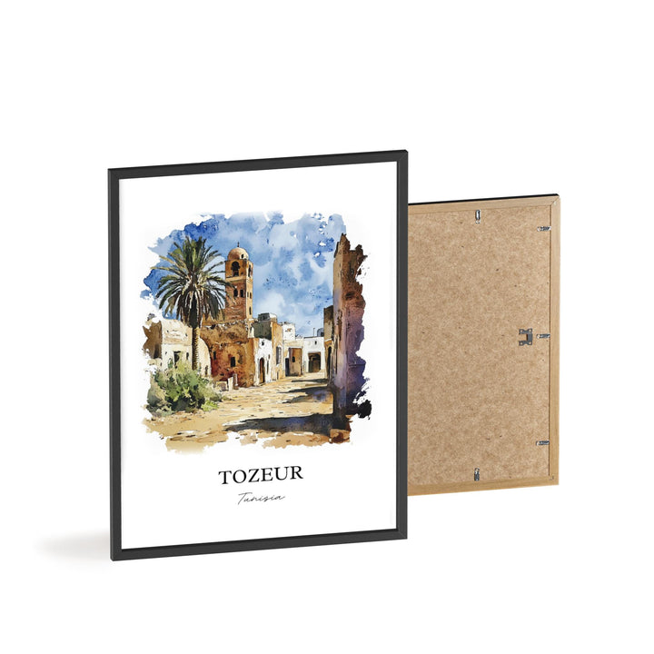 Tozeur Wall Art, Chott el Djerid Print, Tunisia Watercolor Art, Tozeur Tunisia Gift, Travel Print, Travel Poster, Housewarming Gift