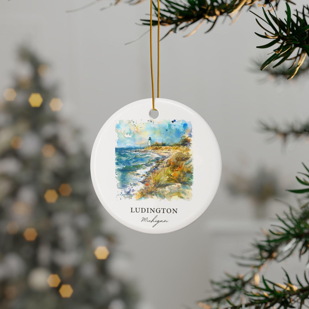 Ludington MI Ornament: Unique Ludington Souvenir, Ludington MI Xmas Decor, and Authentic Michigan Gift
