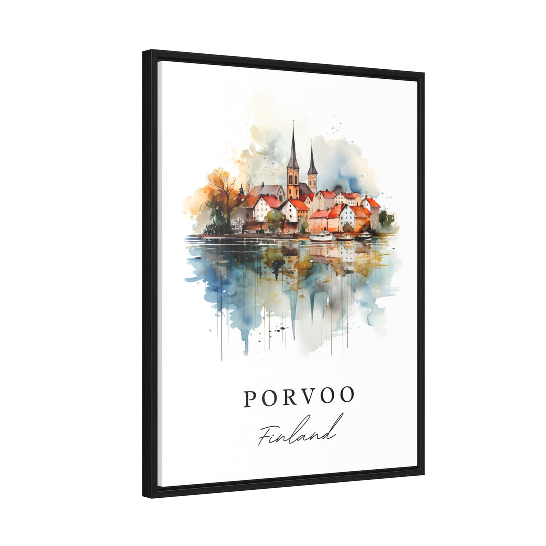 Porvoo traditional travel art - Finland, Porvoo poster print, Wedding gift, Birthday present, Custom Text, Perfect Gift