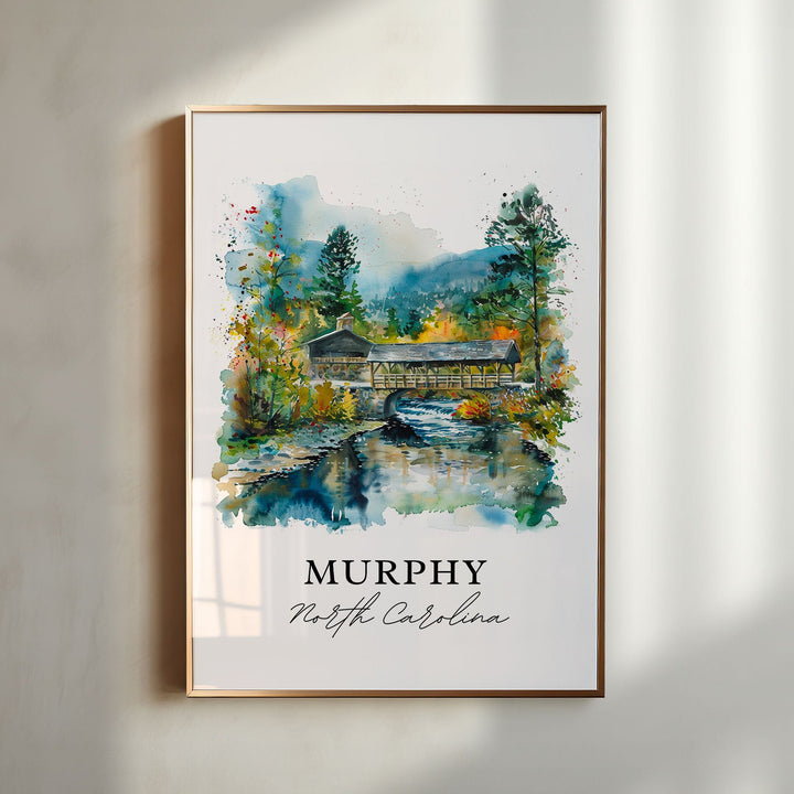 Murphy NC Wall Art, Cherokee County NC Print, Murphy Watercolor, Murphy North Carolina Gift,