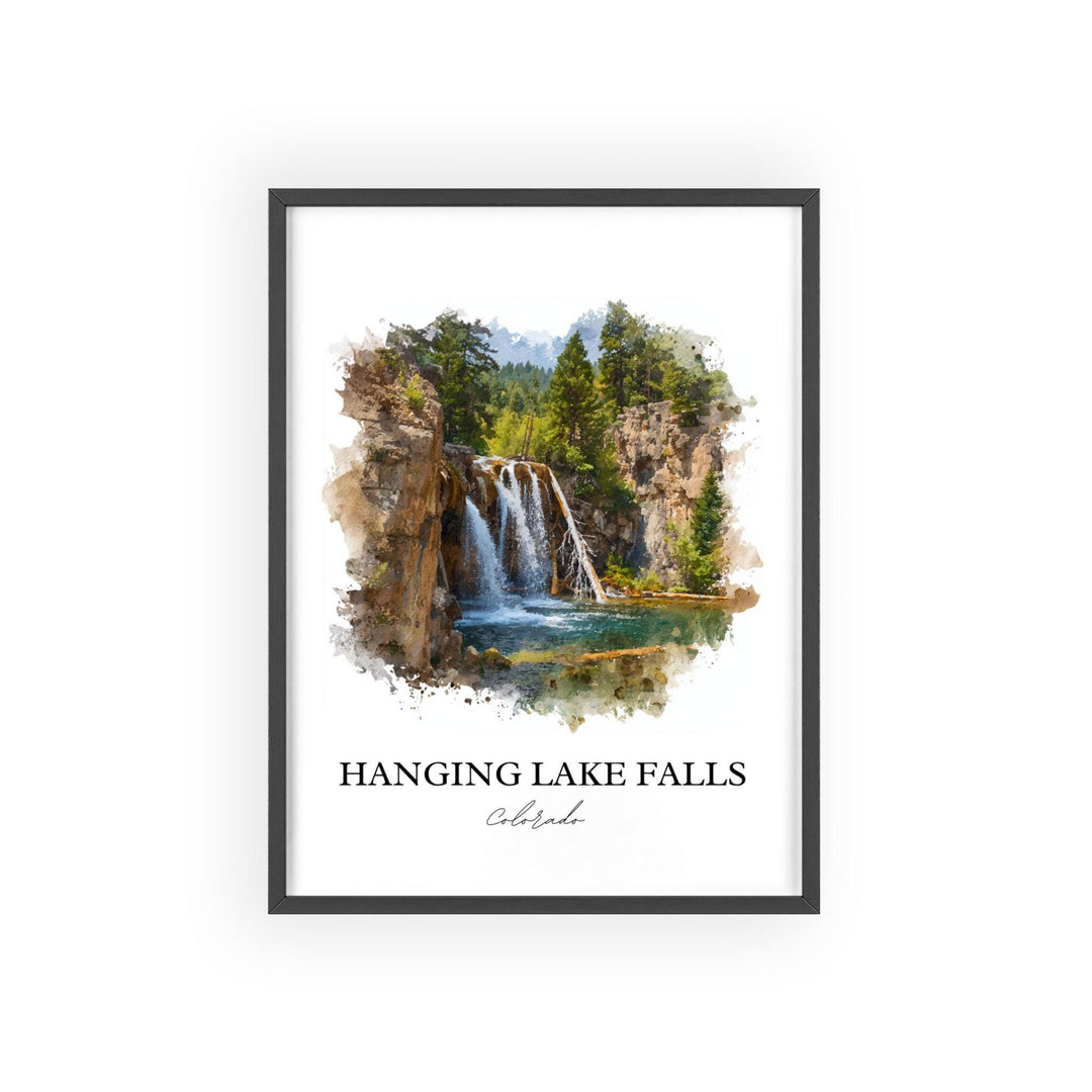 Hanging Lake Falls Art, Garfield County Print, Colorado Artwork, Hanging Lake Falls Gift, Travel Print, Travel Poster, Housewarming Gift