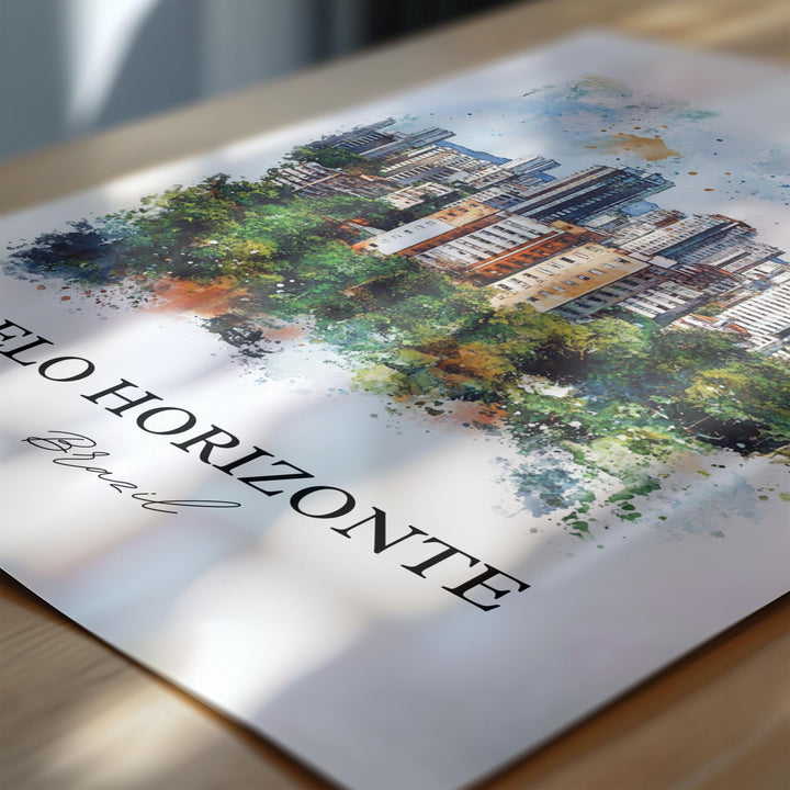 Belo Horizonte, Brazil – Watercolor Art Print