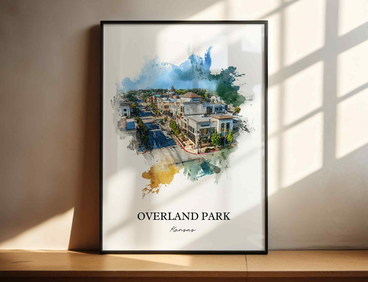 Overland Park, Kansas Wall Art, Kansas Print, Overland Park Watercolor Art, Johnson County Gift, Travel Print, Travel Poster, Housewarming Gift