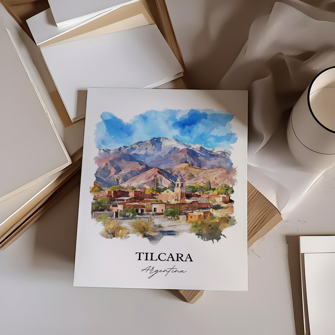 Tilcara Argentina Wall Art, Jujuy Print, Argentina Watercolor Art, Tilcara Argentina Gift, Travel Print, Travel Poster, Housewarming Gift