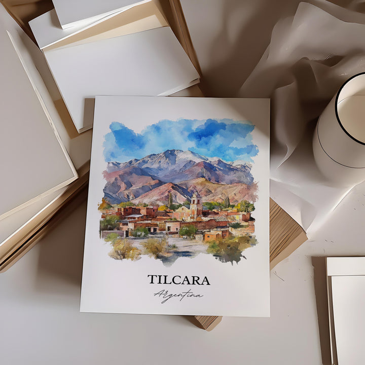 Tilcara Argentina Wall Art, Jujuy Print, Argentina Watercolor Art, Tilcara Argentina Gift, Travel Print, Travel Poster, Housewarming Gift