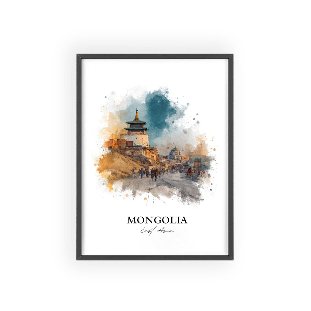 Mongolia Wall Art, Mongolia Print, Mongolia Watercolor Art, Mongolia Gift, Travel Print, Travel Poster, Housewarming Gift