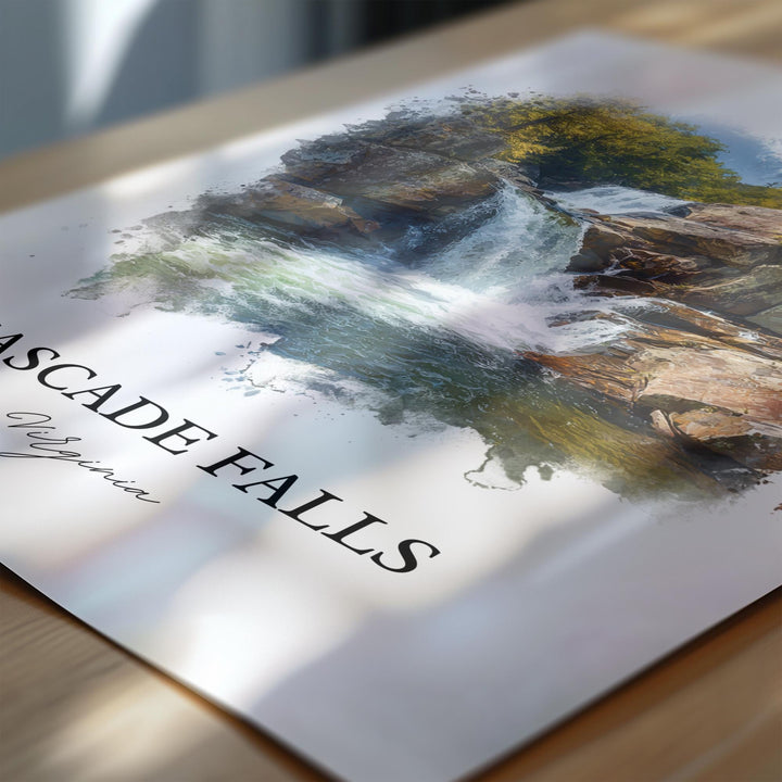 Cascade Falls Wall Art, Cascade Falls Print, Virginia Watercolor Art, Cascade Falls VA Gift, Travel Print, Travel Poster, Housewarming Gift