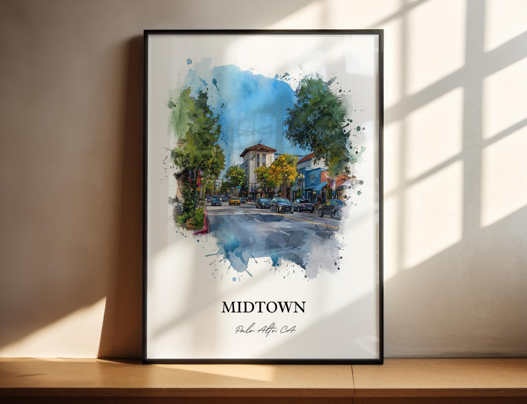 Palo Alto, California – Watercolor Art Print
