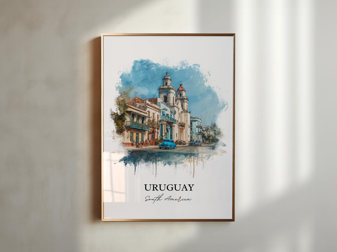 Uruguay Wall Art, Uruguay Print, Uruguay Watercolor Art, Uruguay Gift, South America Travel Print, Travel Poster, Housewarming Gift