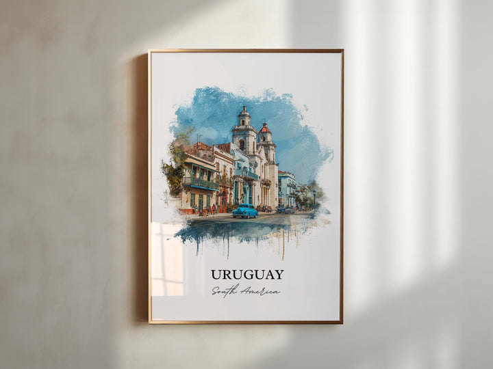 Uruguay Wall Art, Uruguay Print, Uruguay Watercolor Art, Uruguay Gift, South America Travel Print, Travel Poster, Housewarming Gift