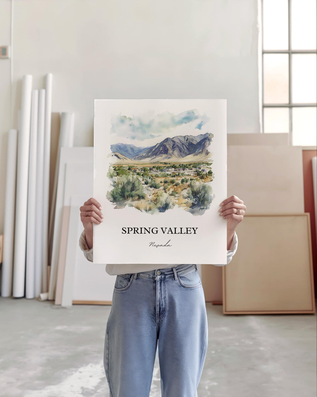 Spring Valley NV Wall Art, Las Vegas Print, Clark County Watercolor Art, Amsterdam Gift, Travel Print, Travel Poster, Housewarming Gift