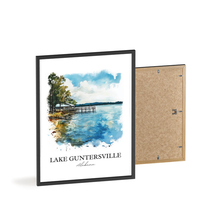 Lake Guntersville Wall Art, Bridgeport AL Print, Alabama Watercolor, Lake Guntersville Gift, Travel Print, Travel Poster, Housewarming Gift