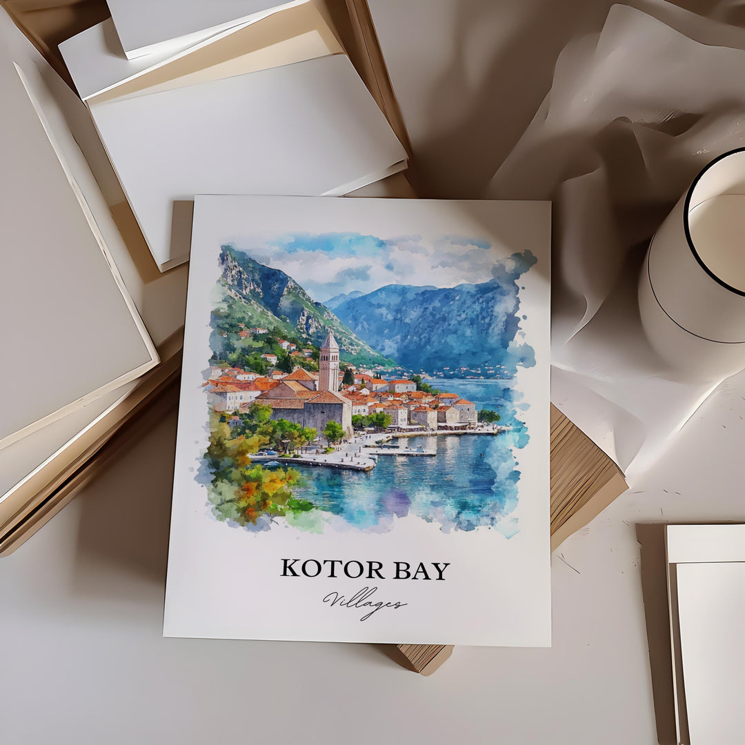 Kotor Bay, Montenegro – Watercolor Art Print