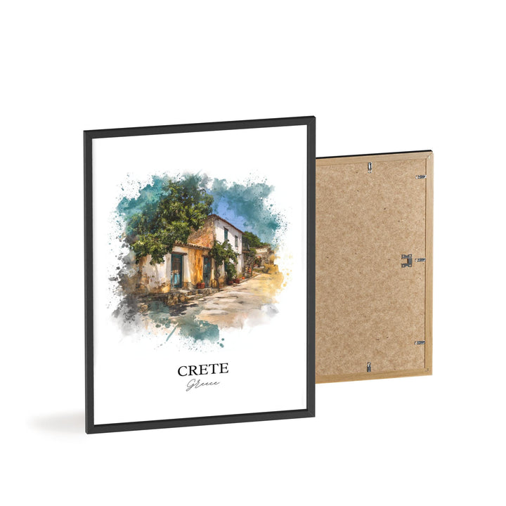 Crete Wall Art, Crete Greece Print, Greece Watercolor Art, Crete Greece Gift, Greece Travel Print, Travel Poster, Housewarming Gift