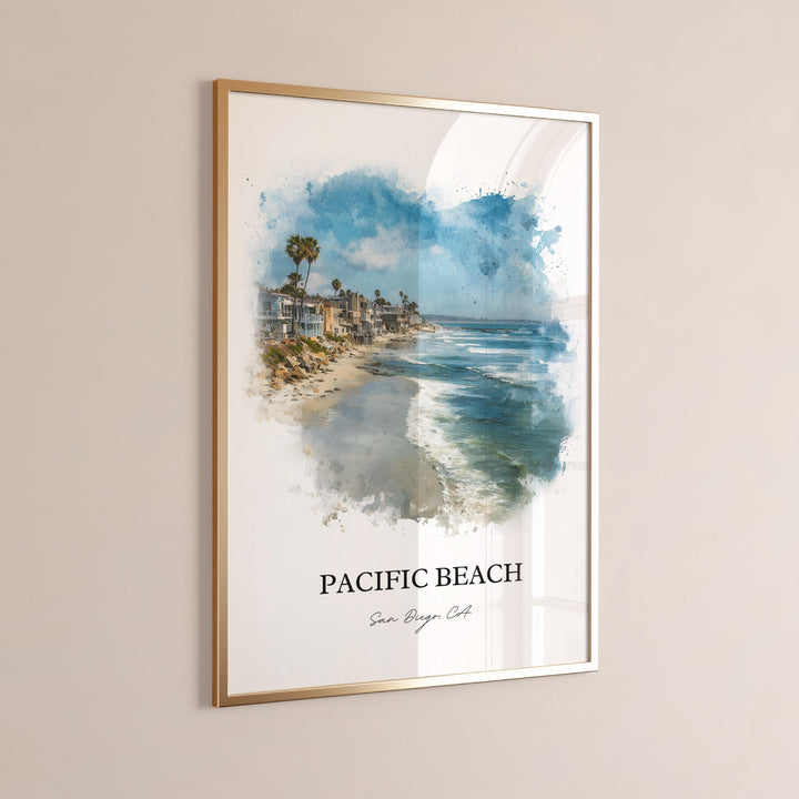 Pacific Beach, California – Watercolor Art Print