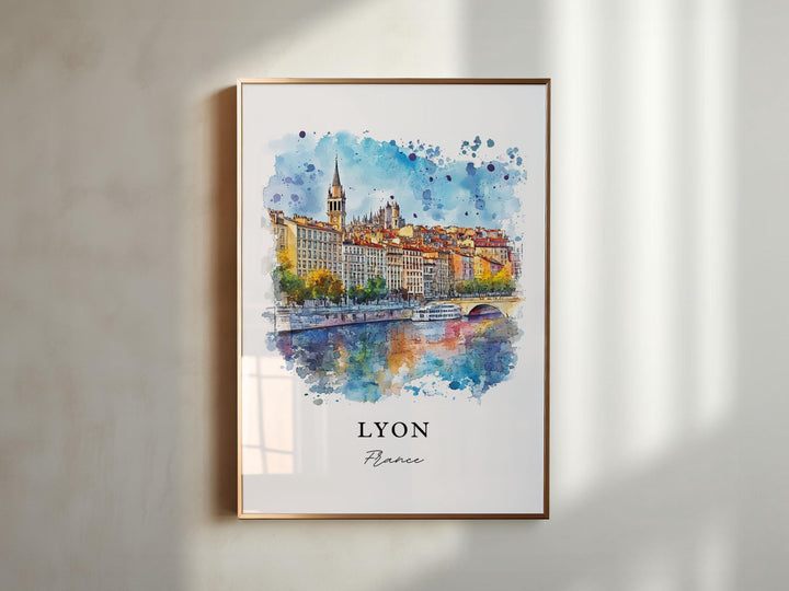 Lyon France Wall Art, Lyon Print, Lyon FR Watercolor Art, Lyon France Gift, Auvergne-Rhône