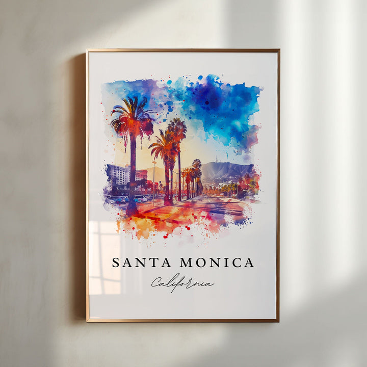 Santa Monica Art Print, Los Angeles Print, California Wall Art, Santa Monica Gift,