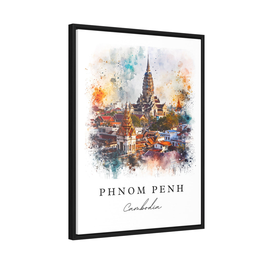 Phnom Penh watercolor travel art - Cambodia, Phnom Penh print, Wedding gift, Birthday present, Custom Text, Perfect Gift