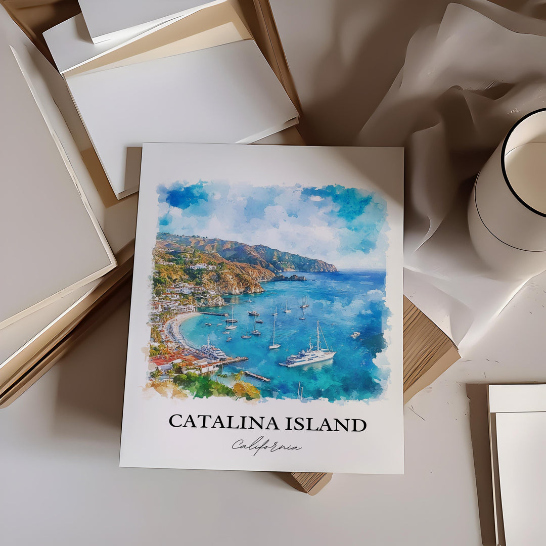 Catalina Island Wall Art, Los Angeles Print, Catalina Watercolor Art, Catalina Island Gift, Travel Print, Travel Poster, Housewarming Gift