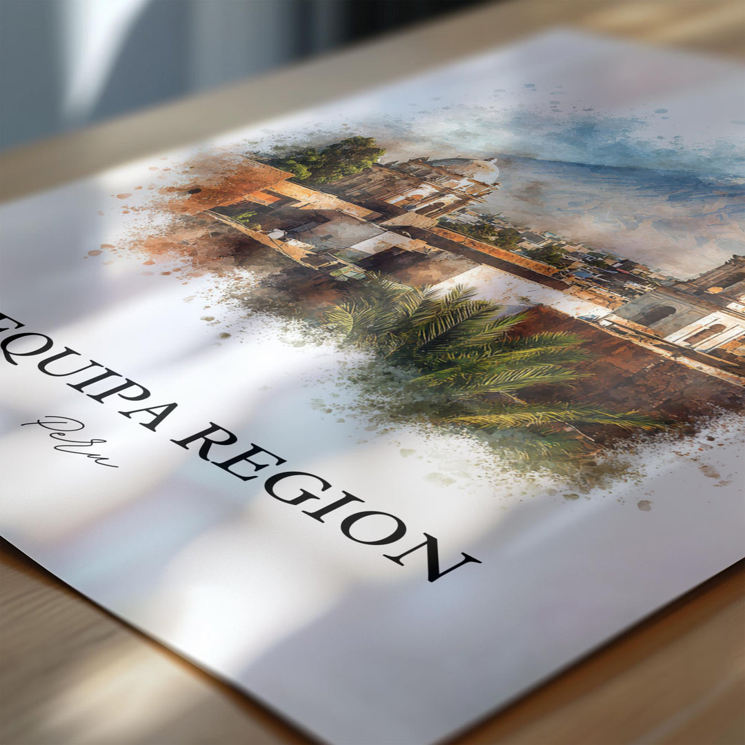 Arequipa Region Wall Art, Peru Print, Peru Watercolor Art, Arequipa Peru Gift, Travel Print, Travel Poster, Housewarming Gift