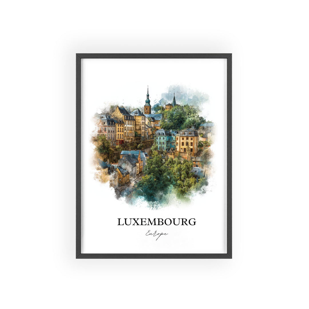 Luxembourg Wall Art, Luxembourg Print, Luxembourg Watercolor Art, Europe Gift, Travel Print, Travel Poster, Housewarming Gift
