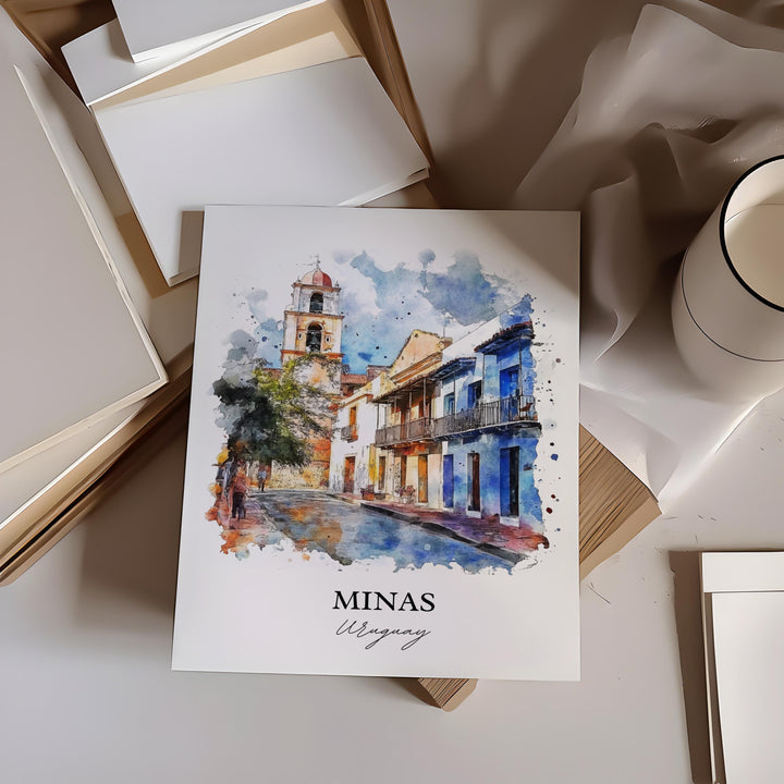 Minas Uruguay Wall Art, Lavalleja Print, Uruguay Watercolor Art, Minas Uruguay Gift, Travel Print, Travel Poster, Housewarming Gift
