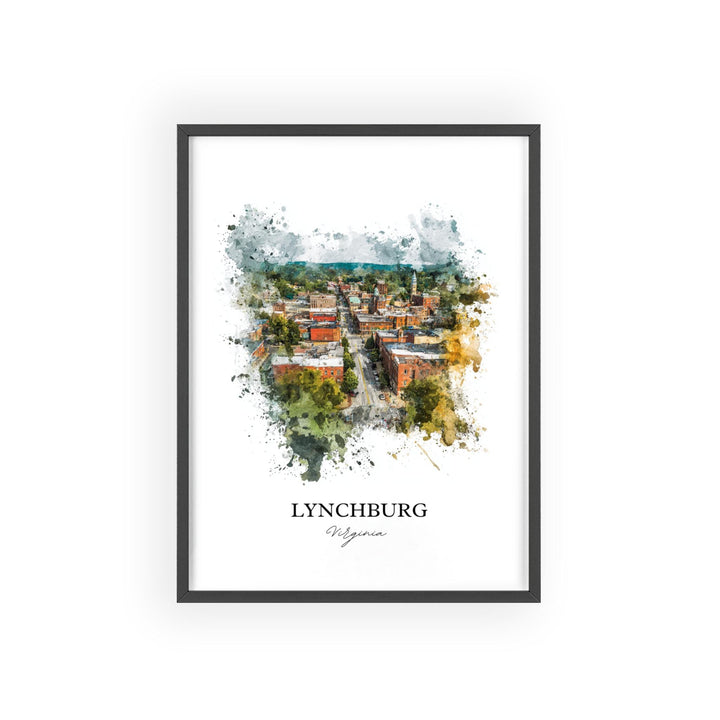 Lynchburg, Virginia, USA – Watercolor Art Print Blue Ridge Mountains