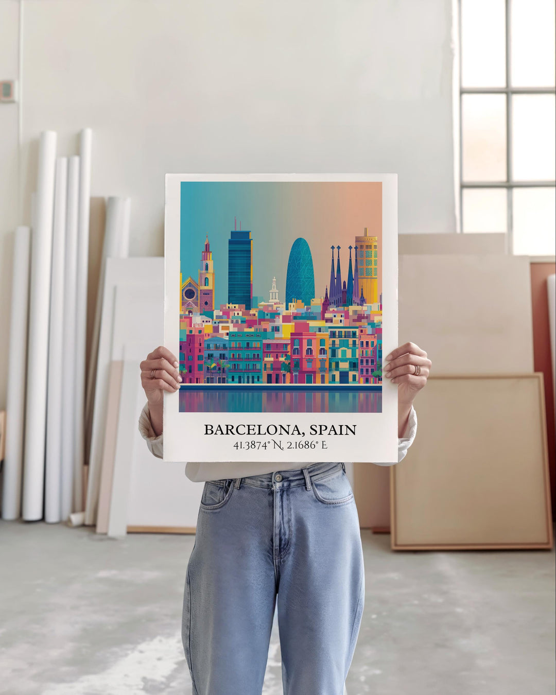 Barcelona Art, Barcelona Retro Travel Art, Barcelona Home Decor, Barcelona Gift, Spain Travel Art, Travel Prints, Housewarming Gift