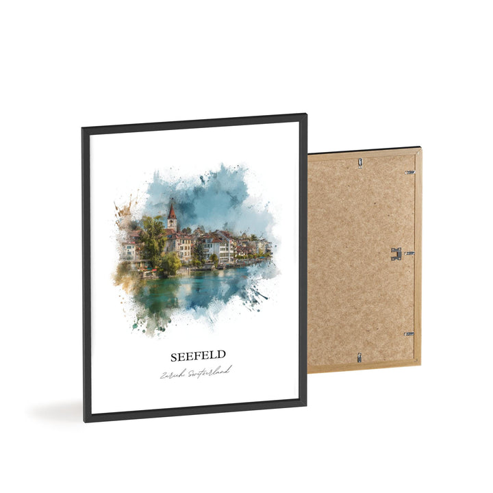 Seefeld Zurich Wall Art, Seefeld Print, Zurich Watercolor Art, Zurich Switzerland Gift, Travel Print, Travel Poster, Housewarming Gift