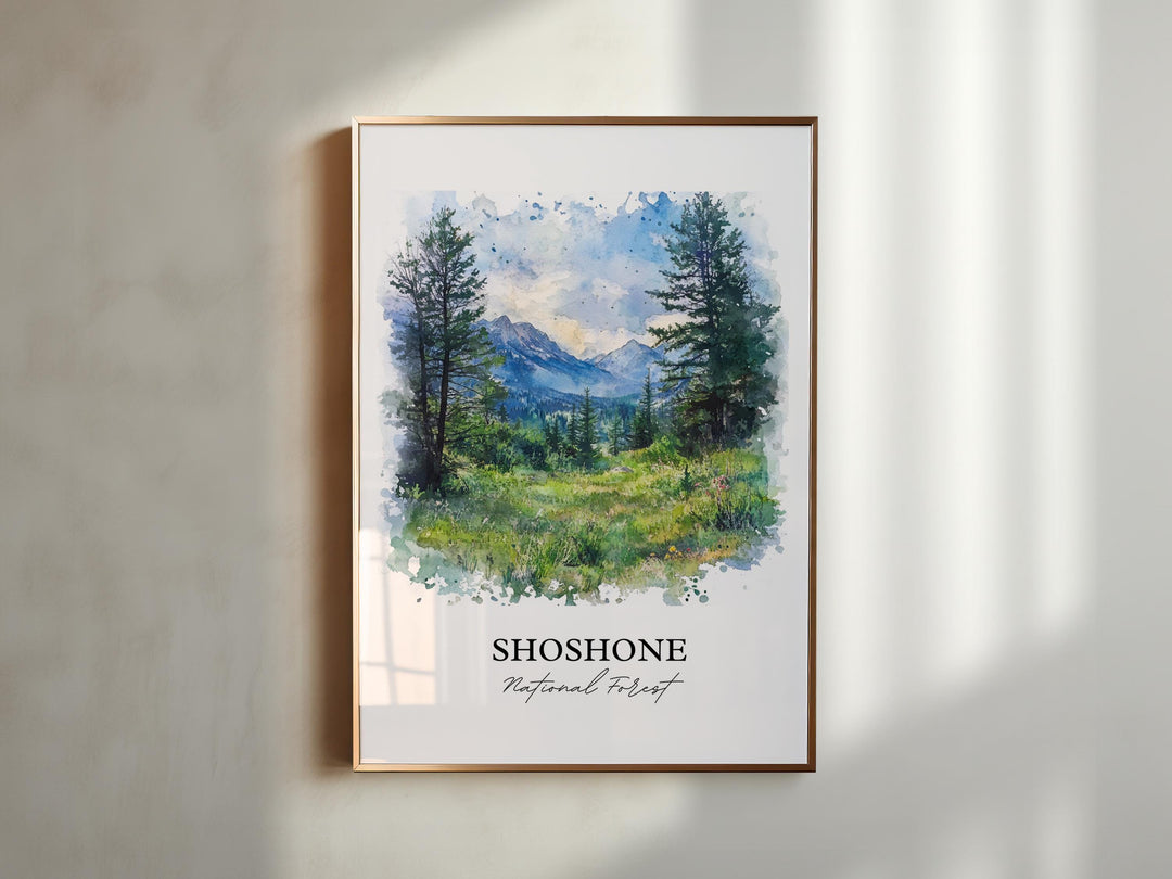 Shoshone National Forest Art, Cody Wyoming Print, Wyoming Watercolor Art, Shoshone WY Gift, Travel Print, Travel Poster, Housewarming Gift