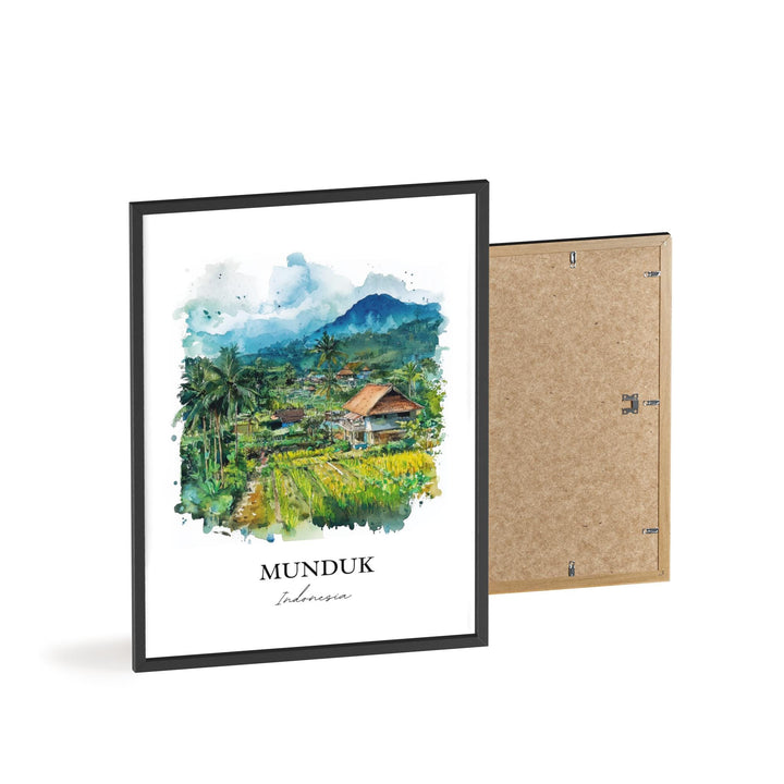 Munduk Wall Art, Bali Travel Print, Indonesia Watercolor Art, Munduk Indonesia Gift, Travel Print, Travel Poster, Housewarming Gift