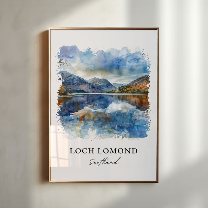 Loch Lomond Wall Art, Loch Lomond Print, Loch Lomond Watercolor, Loch Lake Scotland Gift,