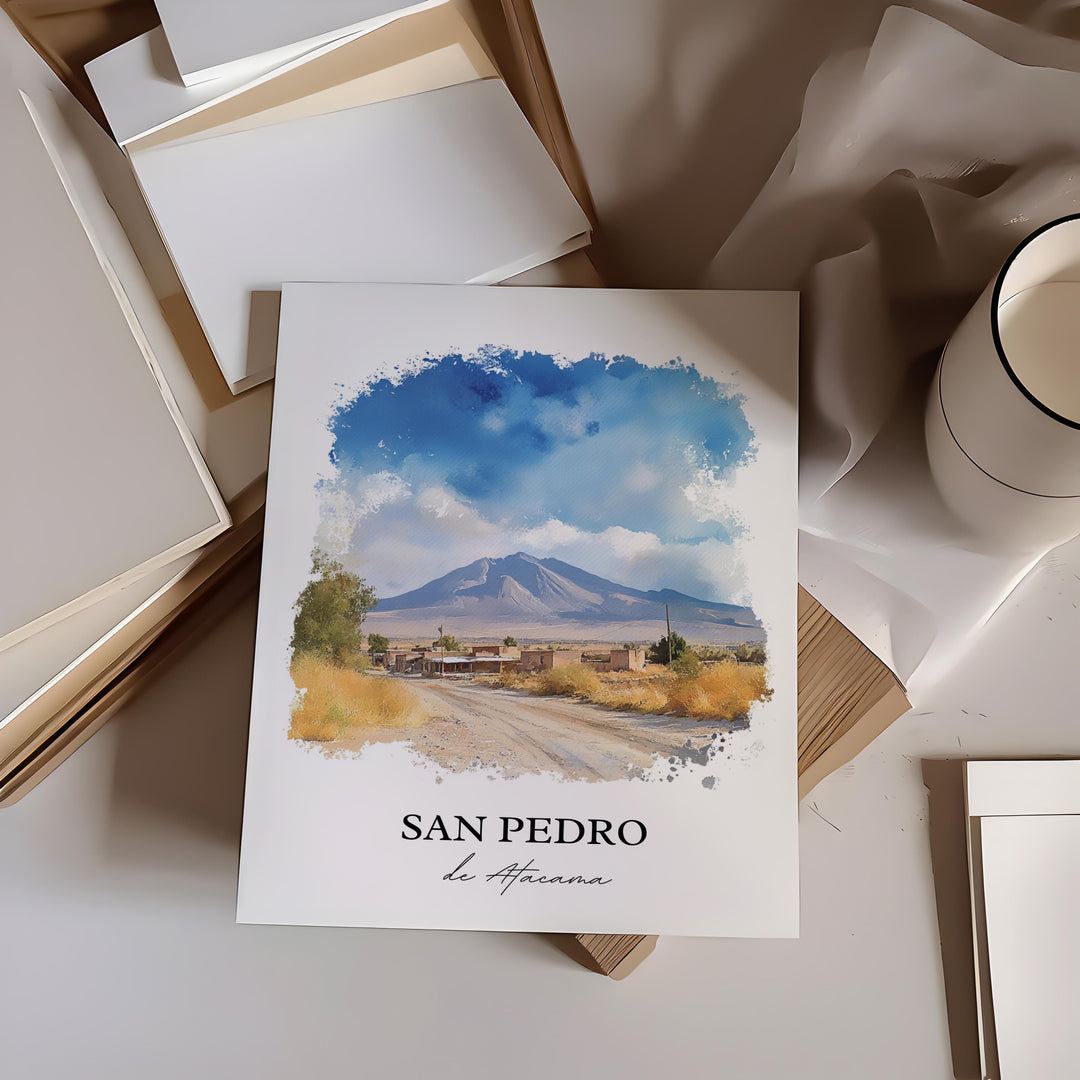 San Pedro de Atacama Wall Art, Chile Print, Chile Watercolor Art, San Pedro de Atacama Gift, Travel Print, Travel Poster, Housewarming Gift