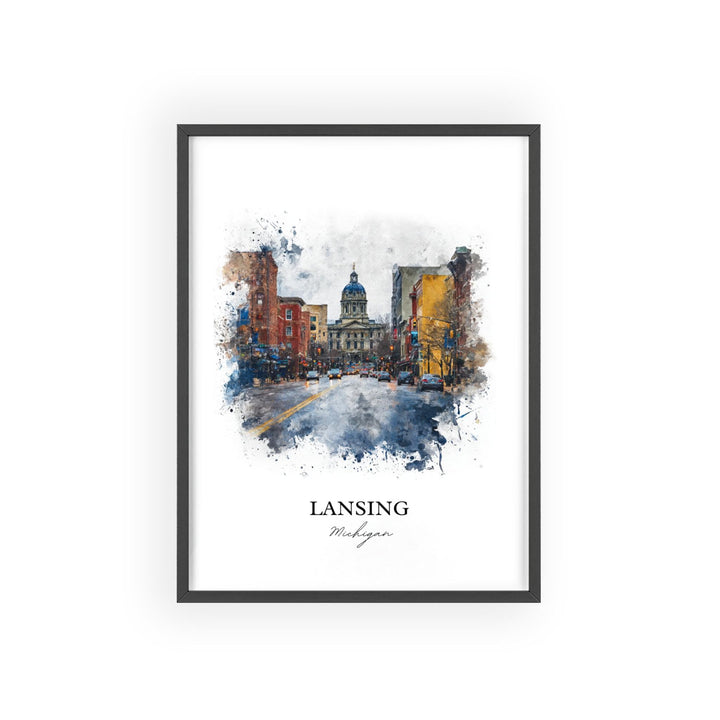 Lansing, Michigan – Watercolor Art Print