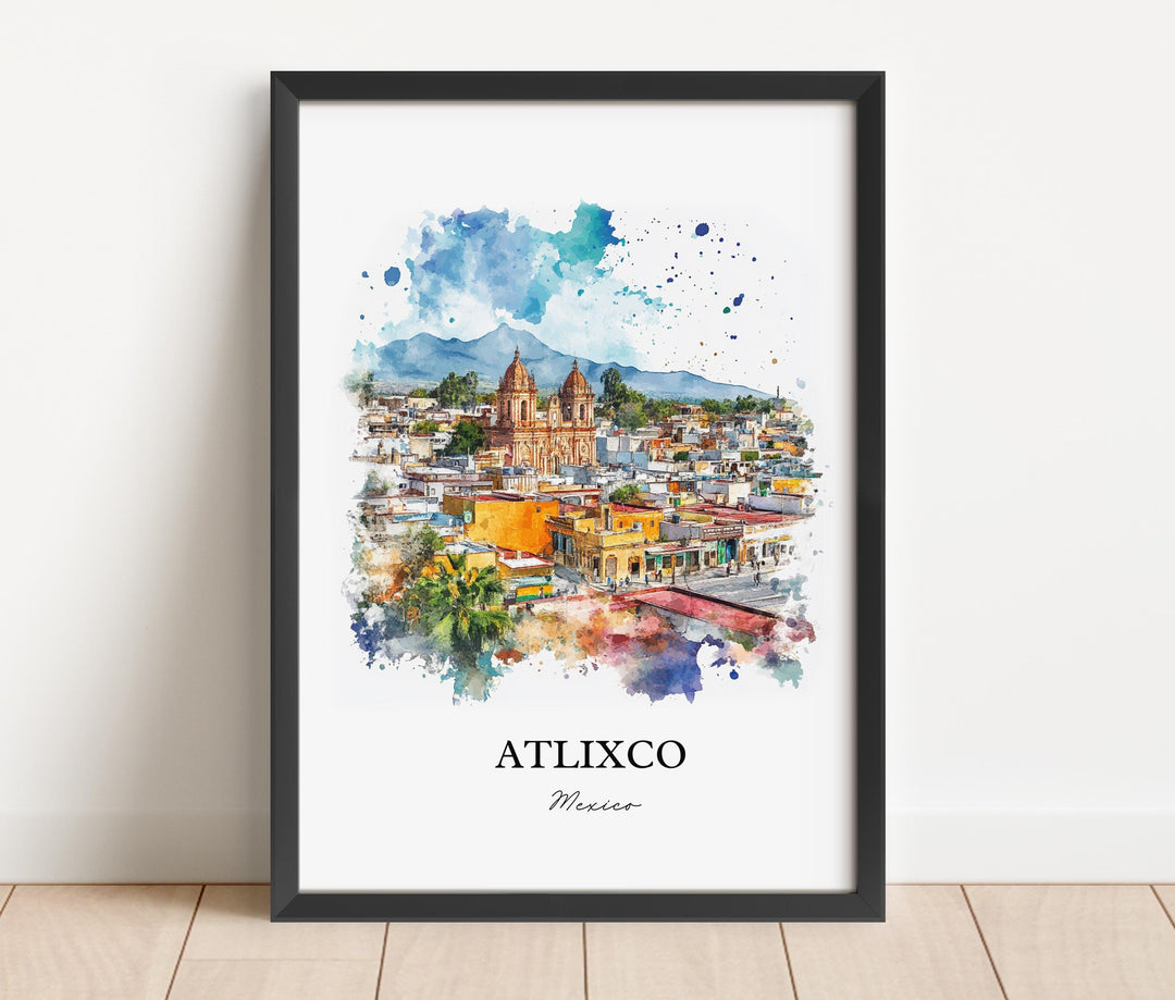 Atlixco Mexico Wall Art, Popocatépetl Volcano Print, Mexico Watercolor, Atlixco Mexico Gift, Travel Print, Travel Poster, Housewarming Gift