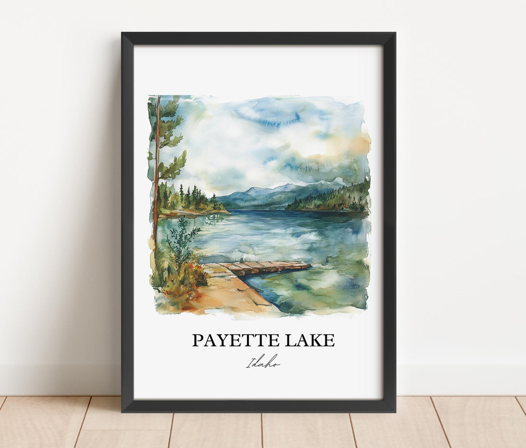 Payette Lake Wall Art, McCall ID Print, Idaho Watercolor Art, Payette Lake Gift, Travel Print, Travel Poster, Housewarming Gift