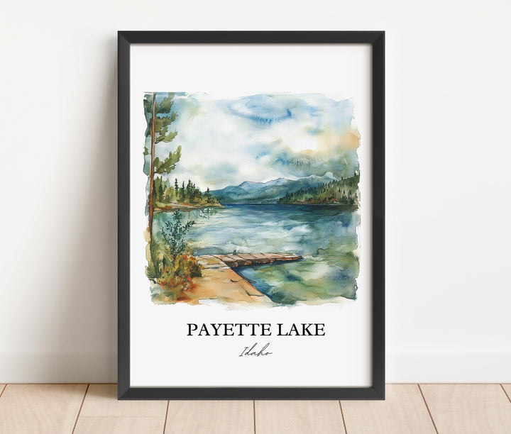 Payette Lake Wall Art, McCall ID Print, Idaho Watercolor Art, Payette Lake Gift, Travel Print, Travel Poster, Housewarming Gift