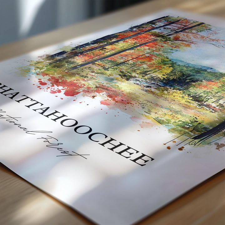 Chattahoochee Forest Art, Gainesville GA Print, Oconee Georgia Artwork, Chattahoochee Gift, Travel Print, Travel Poster, Housewarming Gift